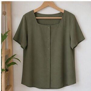 Olive Tie Neck Blouse
